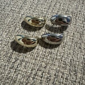 925 Two tone 2 pair earrings